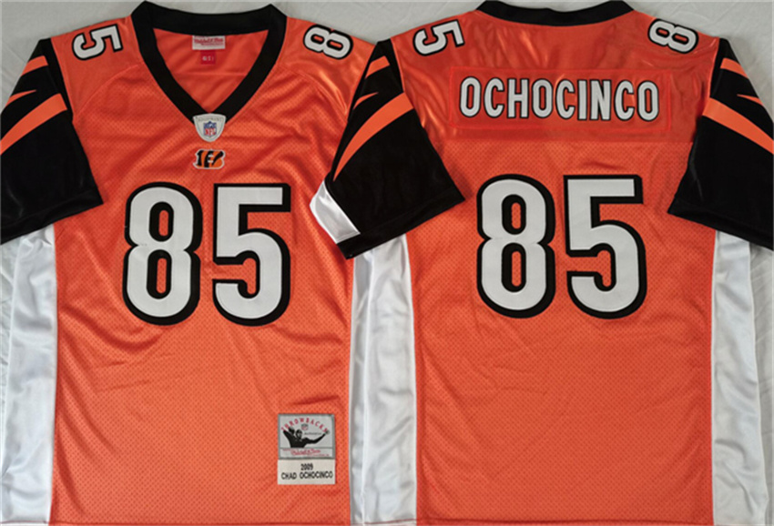 Men's Orange Cincinnati Bengals #85 Chad Ochocinco Throwback Stitched Jersey